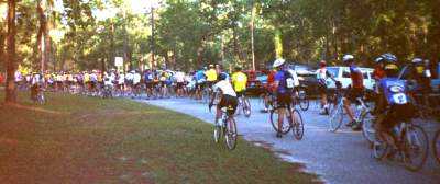 Further back in the pack.